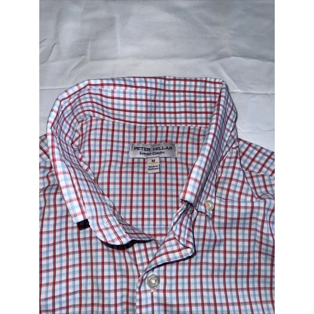 Peter Millar Summer Comfort Men's Medium Long Sleeve Plaid Button Up Collared